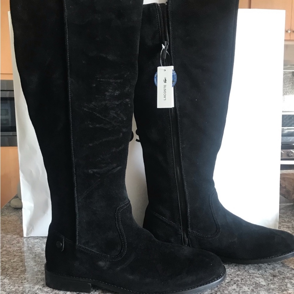Lacoste Black Boots Suede Comfort Sz 8